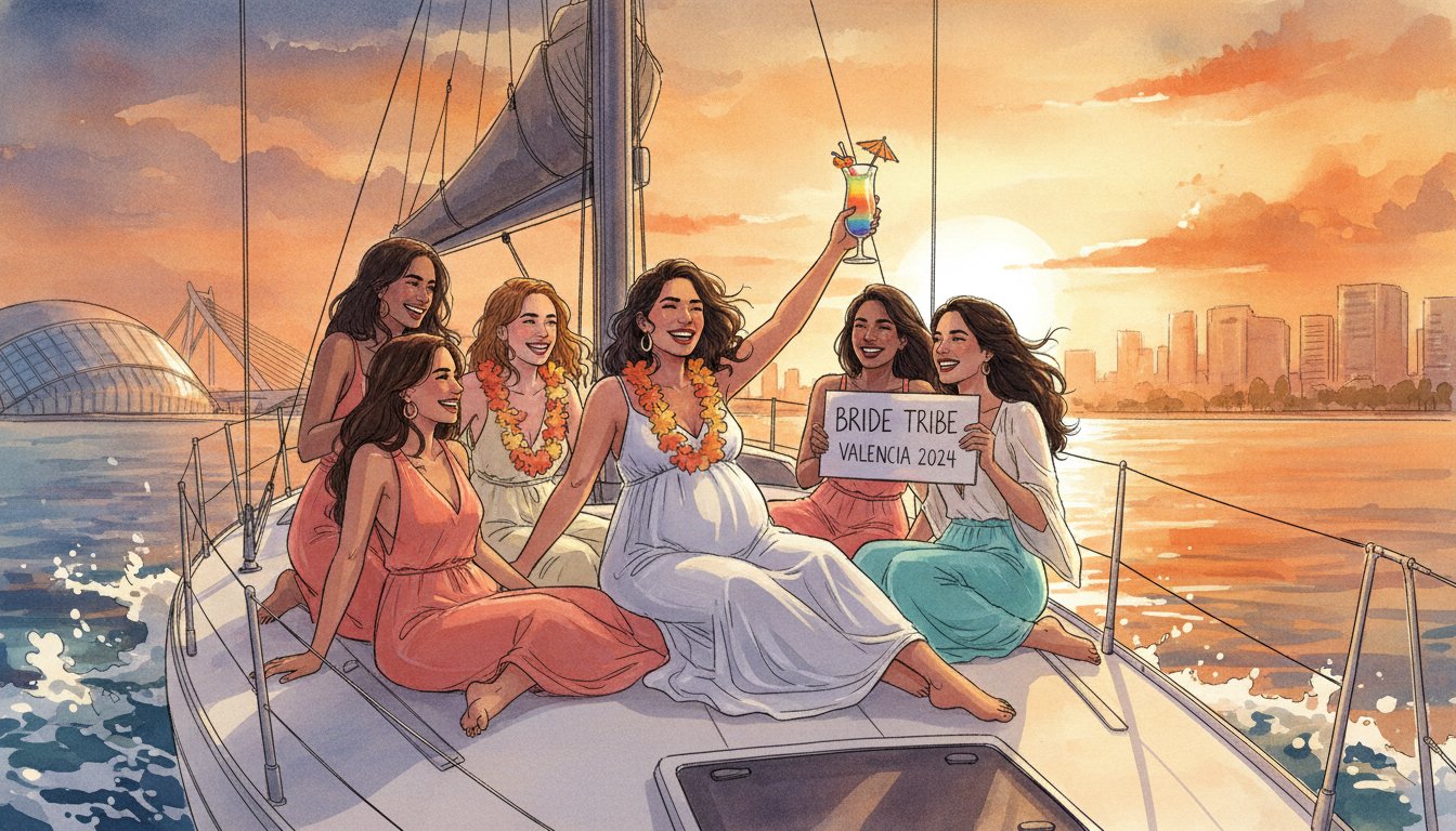 Novia a bordo Qué hacer si la novia está embarazada en su despedida Guía 2026 - Hero Image - Crea despedidas Valencia ¡Novia a bordo! Qué hacer si la novia está embarazada en su despedida (Guía 2026)