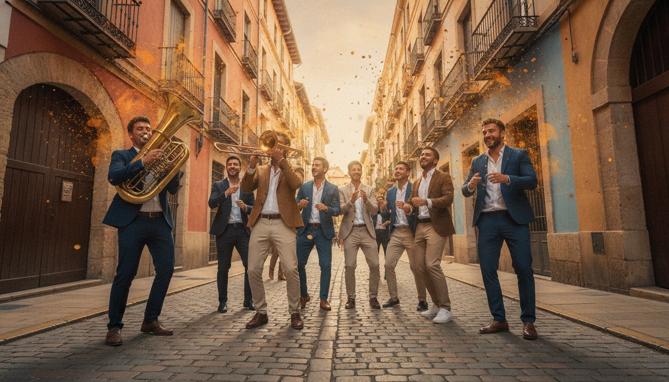 Cómo contratar la mejor charanga para tu despedida en Valencia en 2026 Guía completa - Hero Image - Crea despedidas Valencia Cómo contratar la mejor charanga para tu despedida en Valencia en 2026: Guía completa